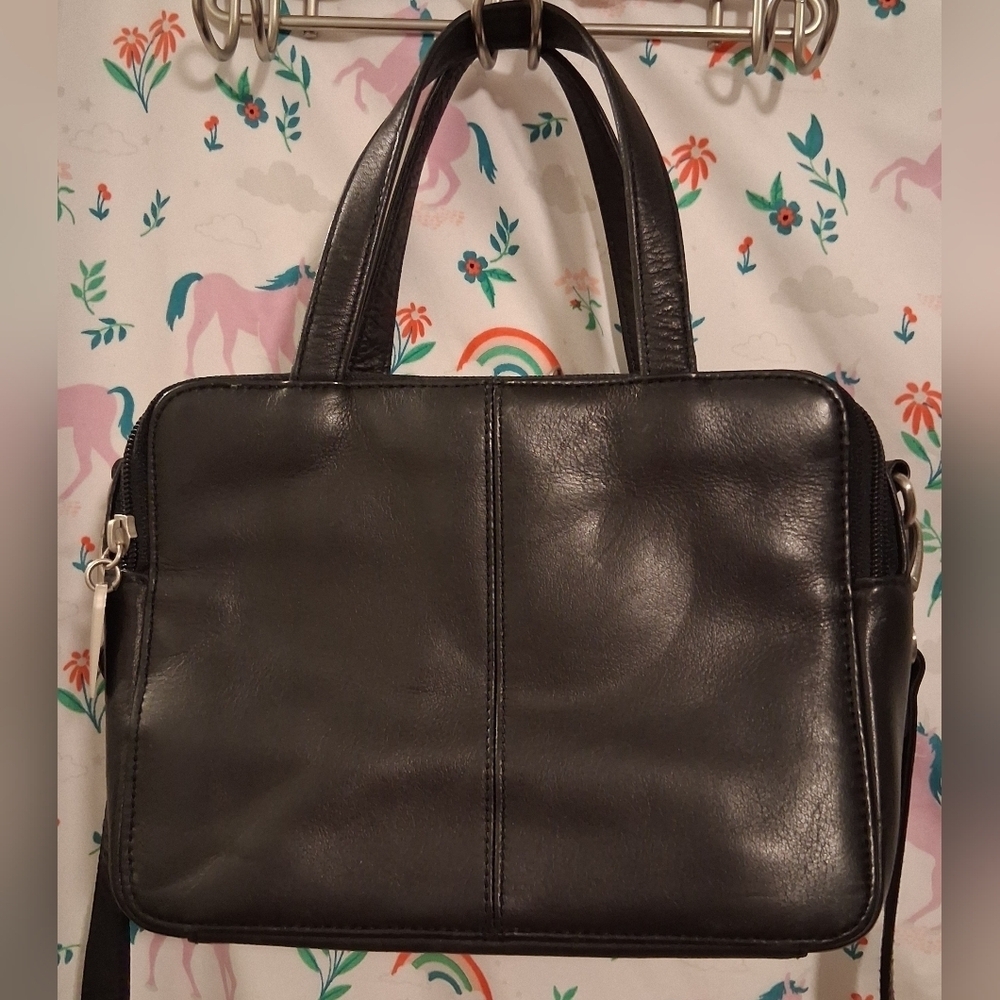 EUC Vintage Hobo International Black Leather Portfolio Satchel Purse Bag - Picture 3 of 13